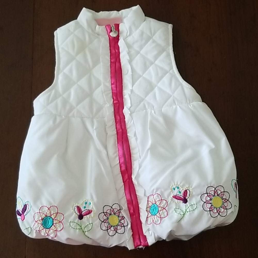 4 for $20 Girls White Vest with Flower Detail